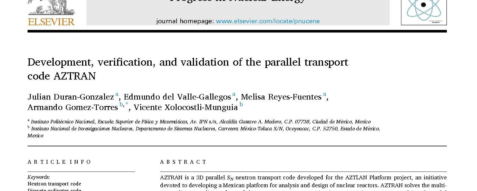 Development, verification, and validation of the parallel transport code AZTRAN